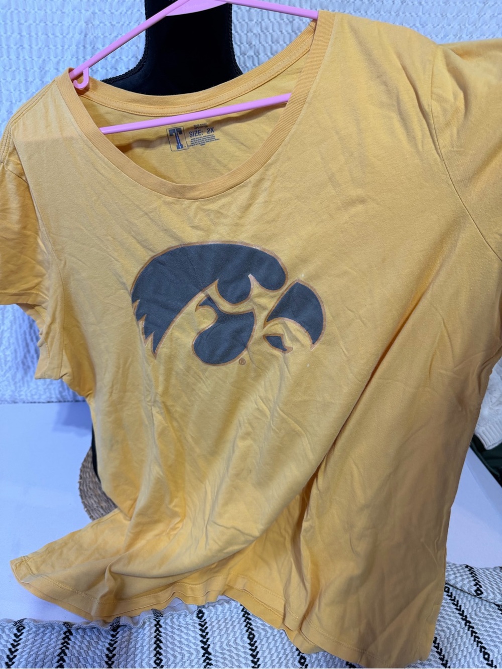 Yellow Women's Crew Neck Tee with Grey Logo - University Style